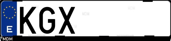 Matrícula española KGX, correspondiente al año 2018