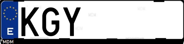 Matrícula española KGY, correspondiente al año 2018