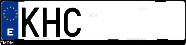 Matrícula española KHC, correspondiente al año 2018