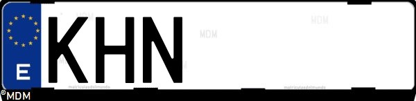 Matrícula española KHN, correspondiente al año 2018