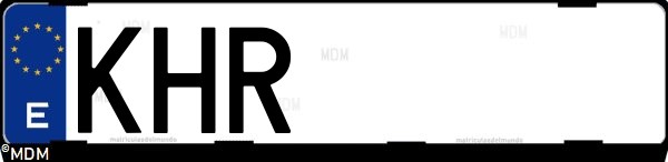 Matrícula española KHR, correspondiente al año 2018