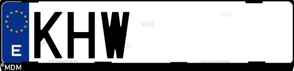 Matrícula española KHW, correspondiente al año 2018