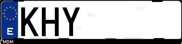Matrícula española KHY, correspondiente al año 2018