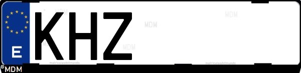 Matrícula española KHZ, correspondiente al año 2018