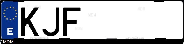 Matrícula española KJF, correspondiente al año 2018