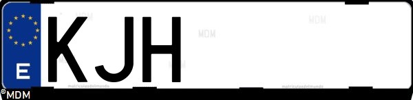 Matrícula española KJH, correspondiente al año 2018