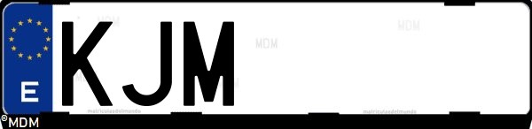 Matrícula española KJM, correspondiente al año 2018