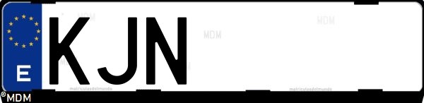 Matrícula española KJN, correspondiente al año 2018