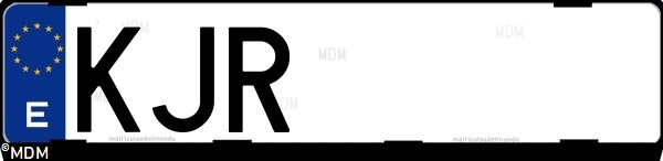 Matrícula española KJR, correspondiente al año 2018