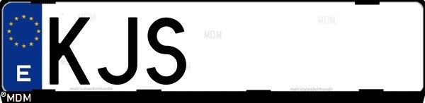 Matrícula española KJS, correspondiente al año 2018