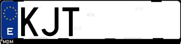Matrícula española KJT, correspondiente al año 2018