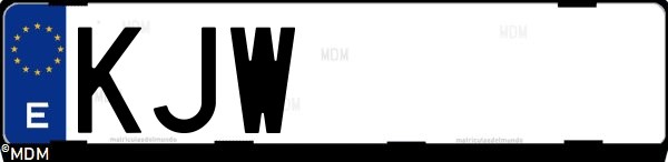 Matrícula española KJW, correspondiente al año 2018