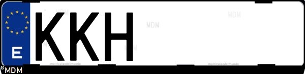 Matrícula española KKH, correspondiente al año 2018