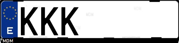 Matrícula española KKK, correspondiente al año 2018