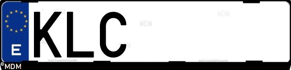 Matrícula española KLC, correspondiente al año 2018