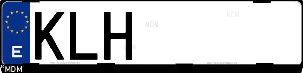 Matrícula española KLH, correspondiente al año 2018