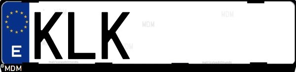 Matrícula española KLK, correspondiente al año 2018