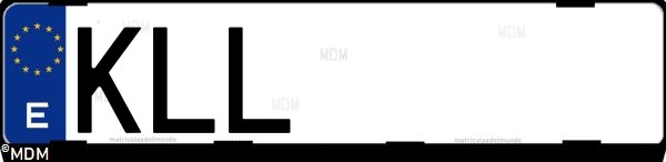 Matrícula española KLL, correspondiente al año 2018