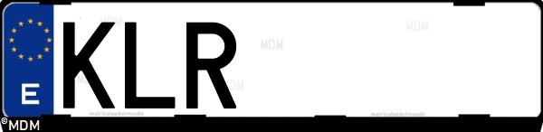 Matrícula española KLR, correspondiente al año 2018