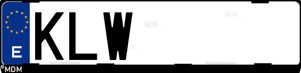 Matrícula española KLW, correspondiente al año 2018