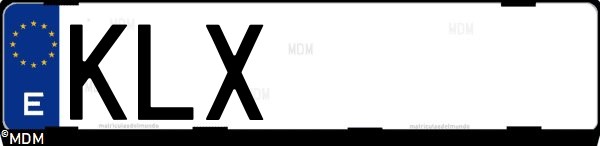 Matrícula española KLX, correspondiente al año 2018