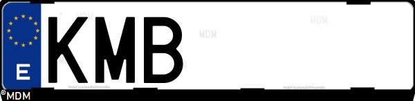 Matrícula española KMB, correspondiente al año 2018