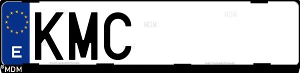 Matrícula española KMC, correspondiente al año 2018