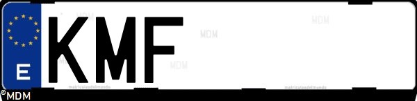 Matrícula española KMF, correspondiente al año 2018
