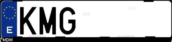 Matrícula española KMG, correspondiente al año 2018