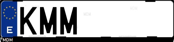 Matrícula española KMM, correspondiente al año 2018