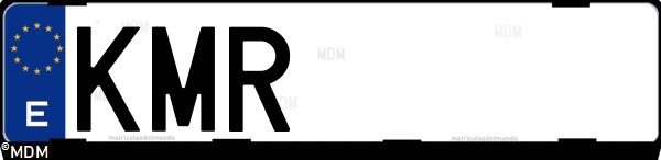 Matrícula española KMR, correspondiente al año 2018