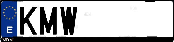 Matrícula española KMW, correspondiente al año 2018