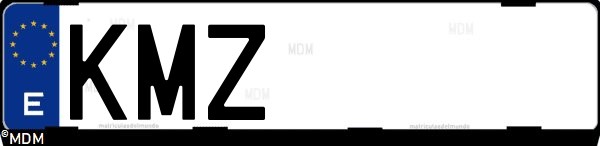 Matrícula española KMZ, correspondiente al año 2018