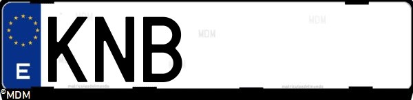 Matrícula española KNB, correspondiente al año 2018