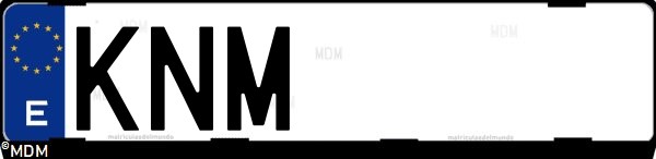 Matrícula española KNM, correspondiente al año 2018