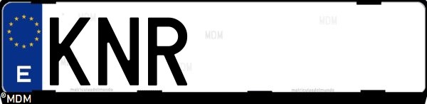 Matrícula española KNR, correspondiente al año 2018