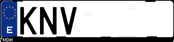 Matrícula española KNV, correspondiente al año 2018