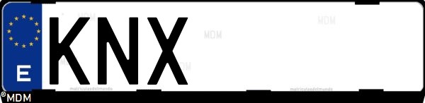 Matrícula española KNX, correspondiente al año 2018