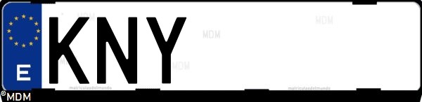 Matrícula española KNY, correspondiente al año 2018