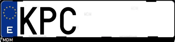 Matrícula española KPC, correspondiente al año 2018