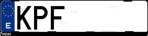 Matrícula española KPF, correspondiente al año 2018