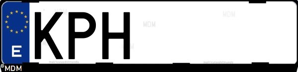 Matrícula española KPH, correspondiente al año 2018