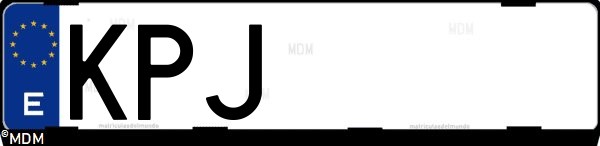 Matrícula española KPJ, correspondiente al año 2018