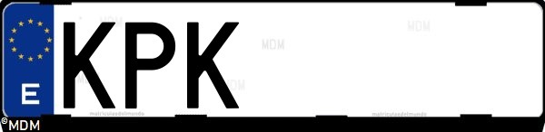 Matrícula española KPK, correspondiente al año 2018