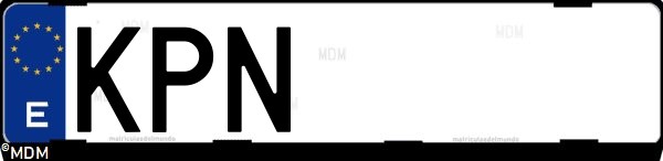 Matrícula española KPN, correspondiente al año 2018