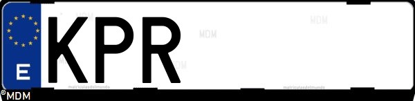 Matrícula española KPR, correspondiente al año 2018