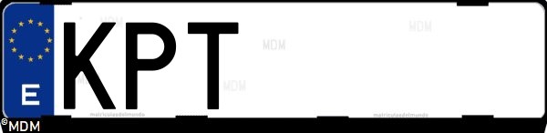 Matrícula española KPT, correspondiente al año 2018