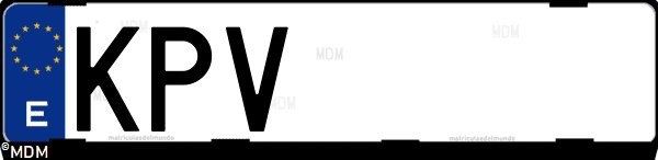 Matrícula española KPV, correspondiente al año 2018