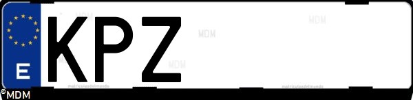 Matrícula española KPZ, correspondiente al año 2018