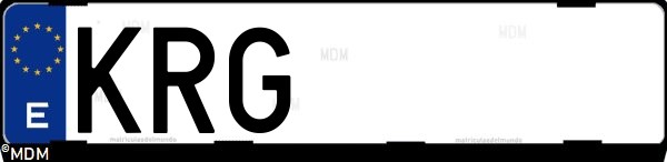 Matrícula española KRG, correspondiente al año 2018